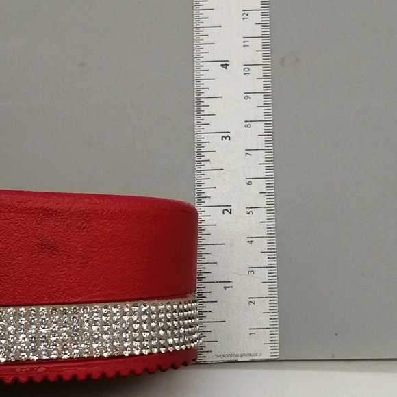 Eettaro Womens Platform‎ Flat Heel Slide Slipper Cushioned Red Faux Fur Sz 6 NEW - Picture 10 of 10